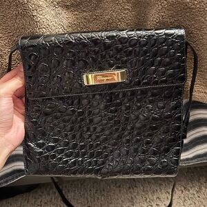 Salvatore Ferragamo Black Embossed Leather Bag
